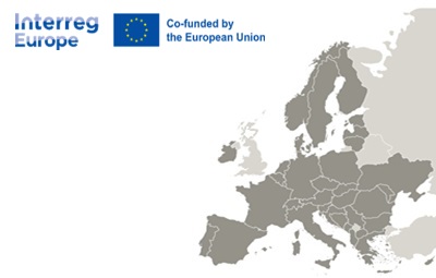 Locandina Infoday terzo bando. Cartina geografica Europa con logo Interreg